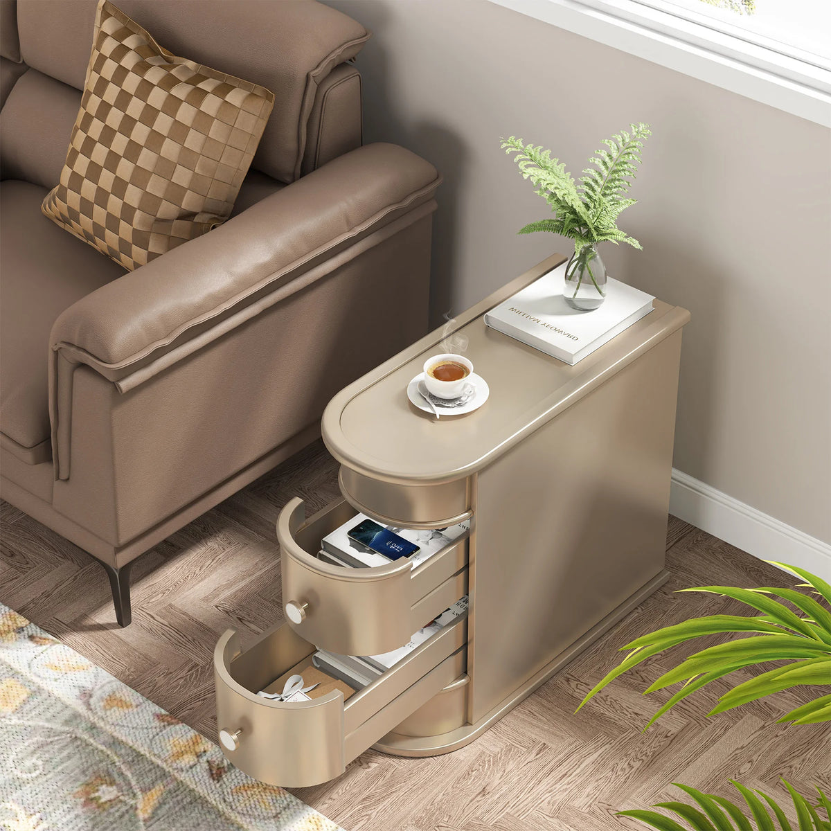 Tribesigns Modern Wooden End Table With Drawer For Sofa