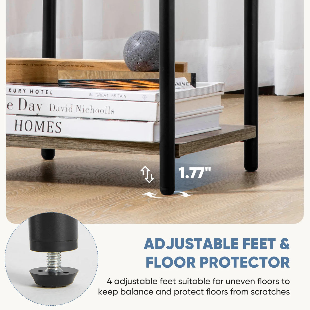 MCQ Three Tier Wooden Coffee Table With Storage Shelf