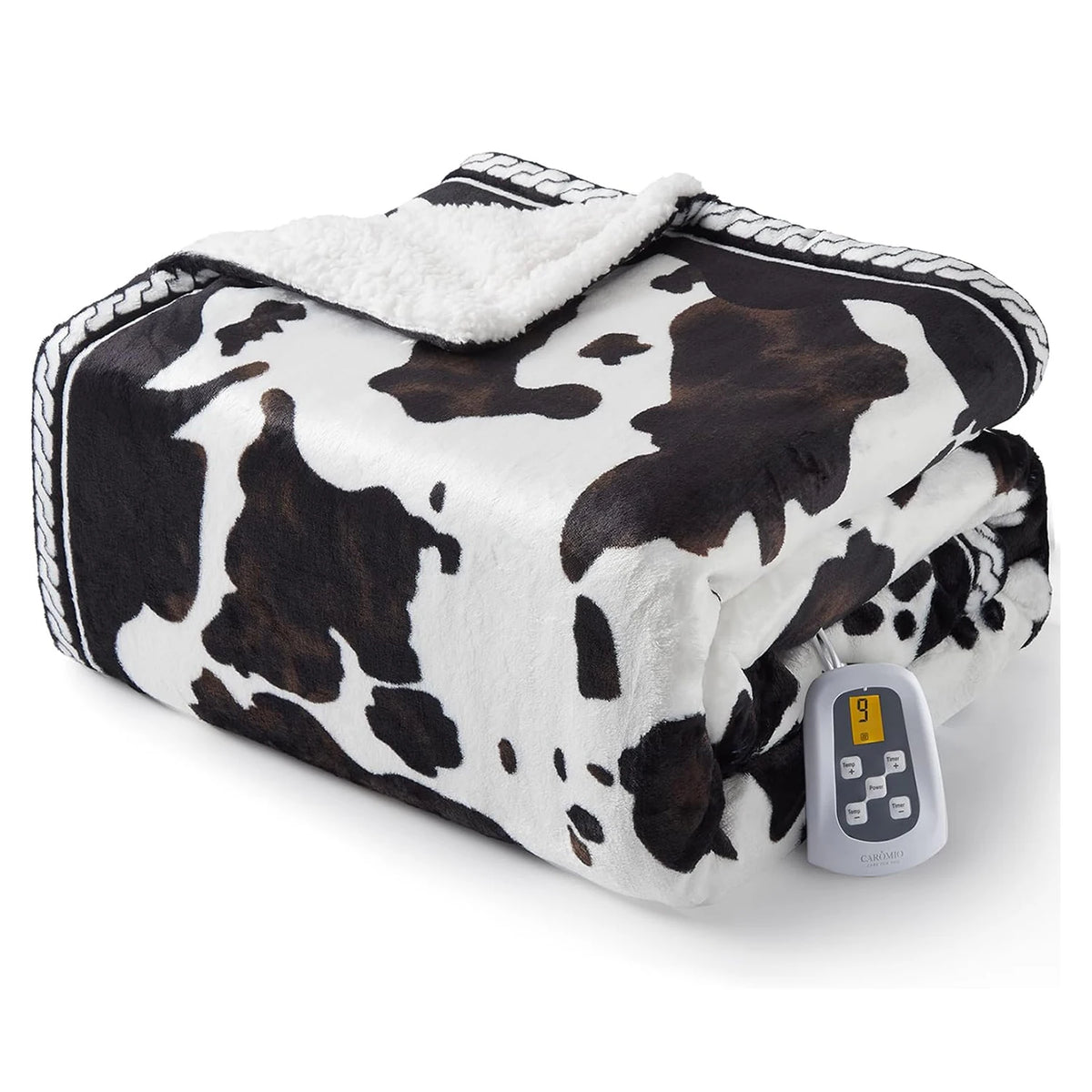 HiMISS Cow Print Heated Electric Blanket With LCD Controller