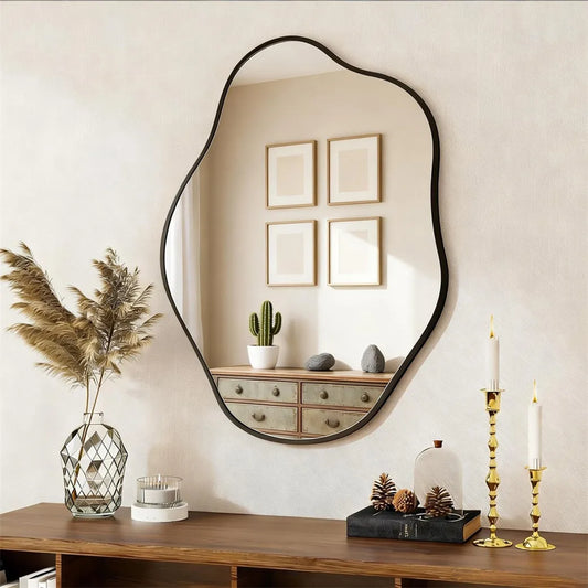 Borwart Irregular Wall Mirror Boho Vintage Asymmetrical Decor Aluminum