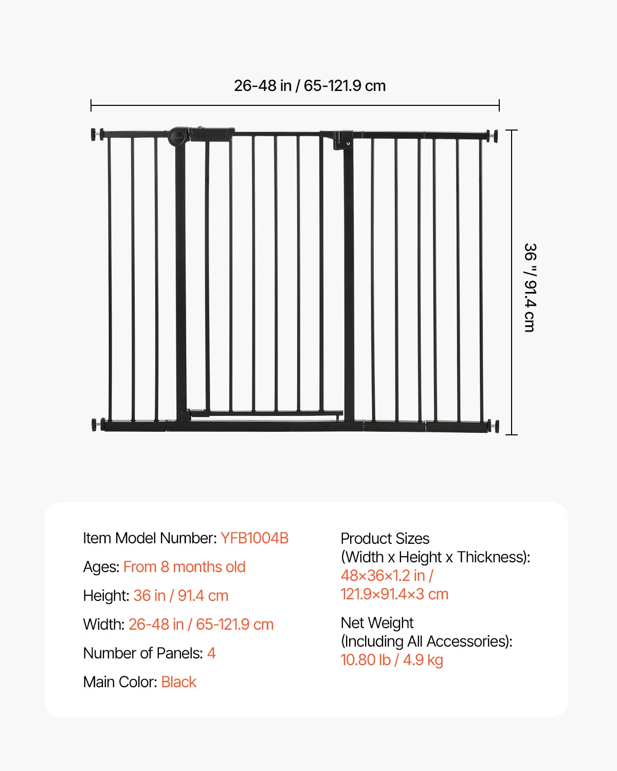 SucceBuy Secure Pressure Mount Walk Through Baby And Dog Gate