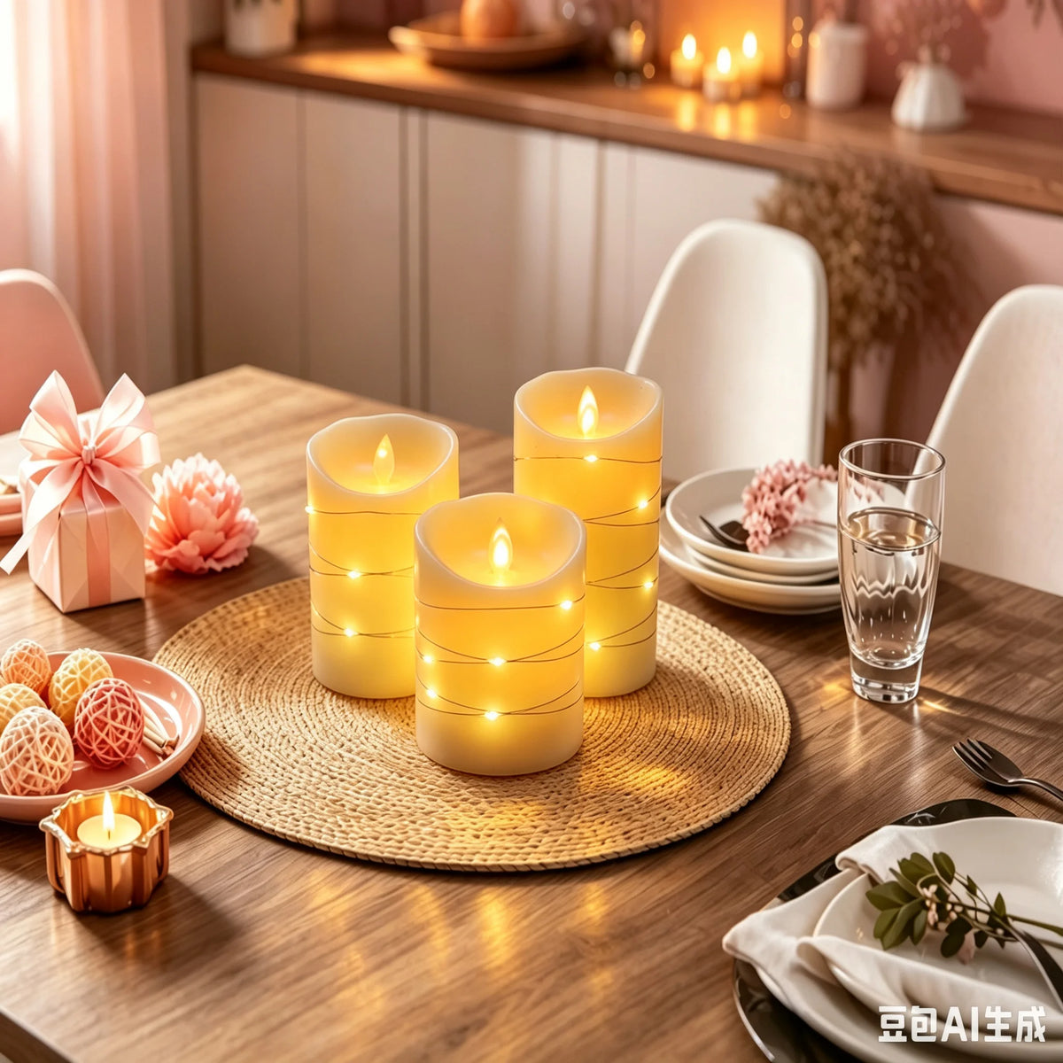 Realistic Flameless LED Pillar Candles With Remote Control And Timer