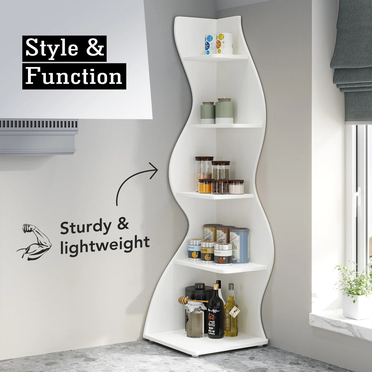 Tribesigns Modern Corner Shelf Bookcase Storage Rack