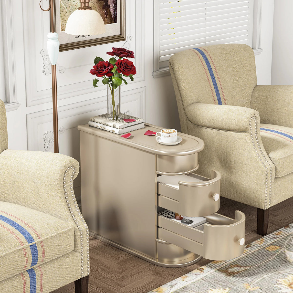 Tribesigns Modern Wooden End Table With Drawer For Sofa