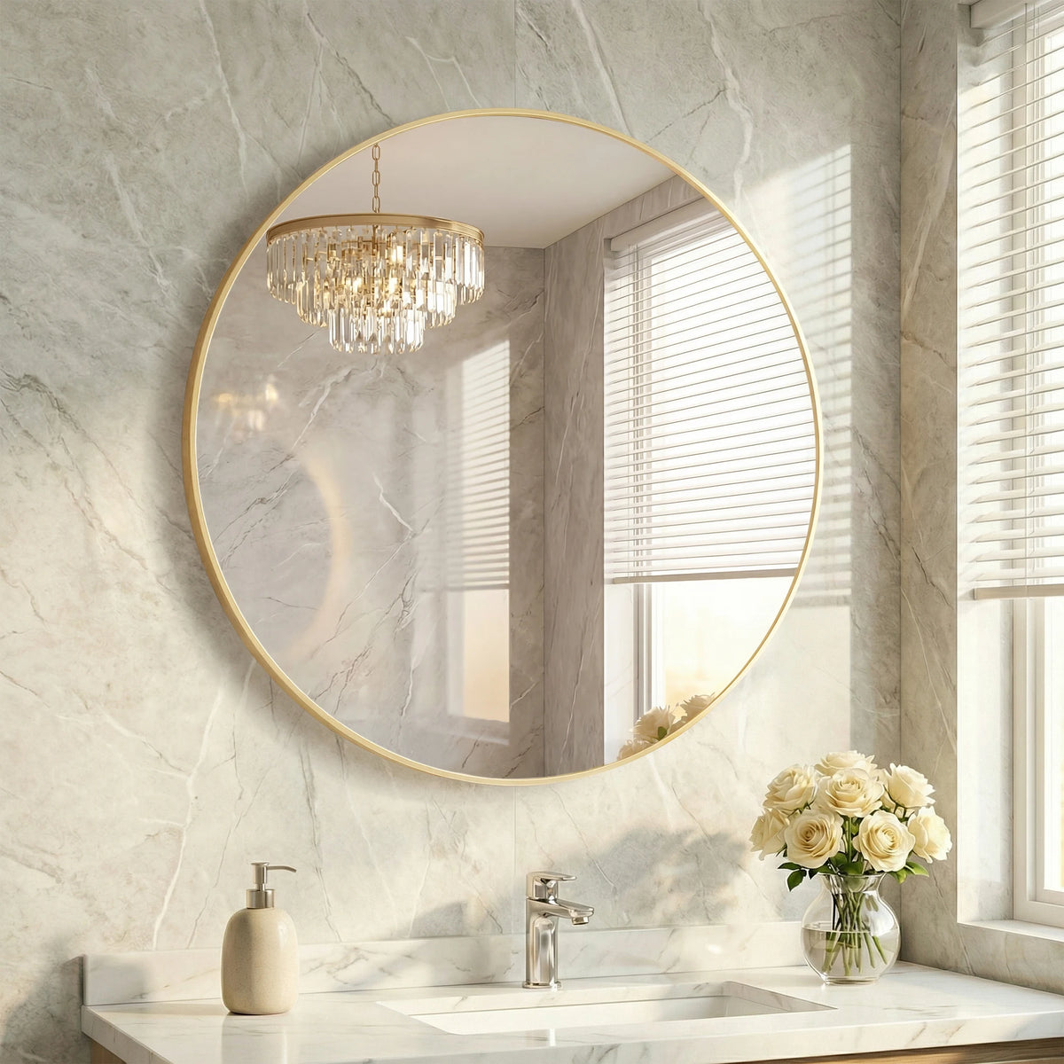 JHK Round Wall Mirror With Crystal Clear Distortion Free Reflection