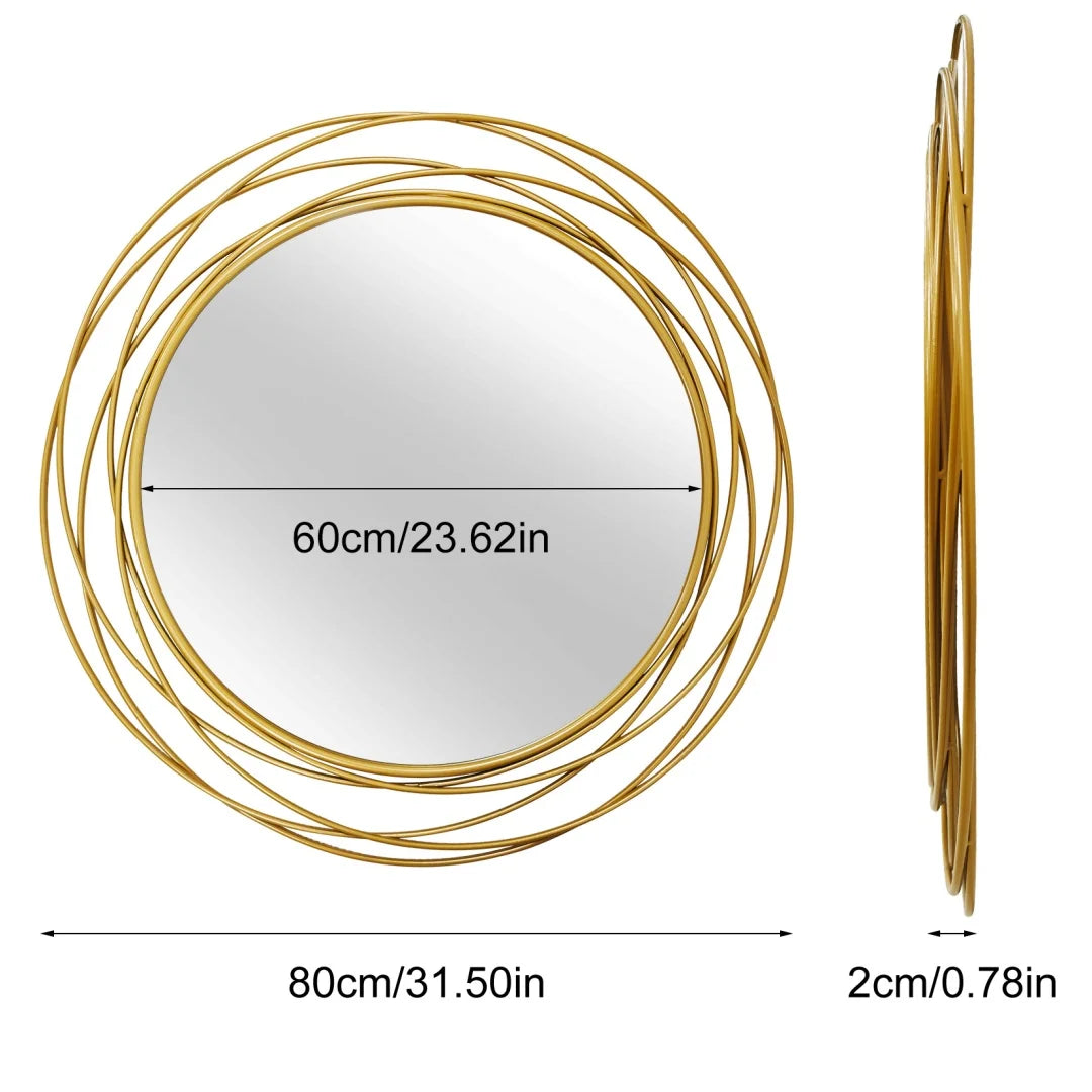LUVODI Round Decorative Wall Mirror With Iron Wire Frame Modern Accent