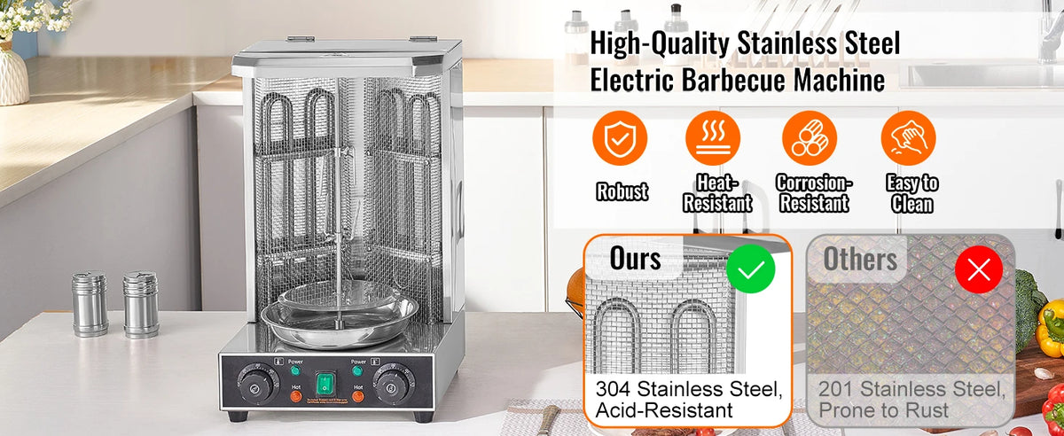 SucceBuy Shawarma Grill Machine 13lb Chicken Shawarma Cooker Machine Electric Vertical Broiler Gyro Rotisserie Oven Doner Kebab