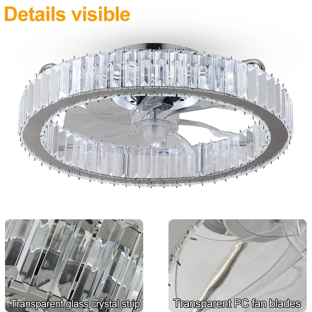 GreeLustr Led Ceiling Fan Lamp With Remote Control Living Room Lighting Crystal Chandeliers Decoration Home Luxury Hanging Light