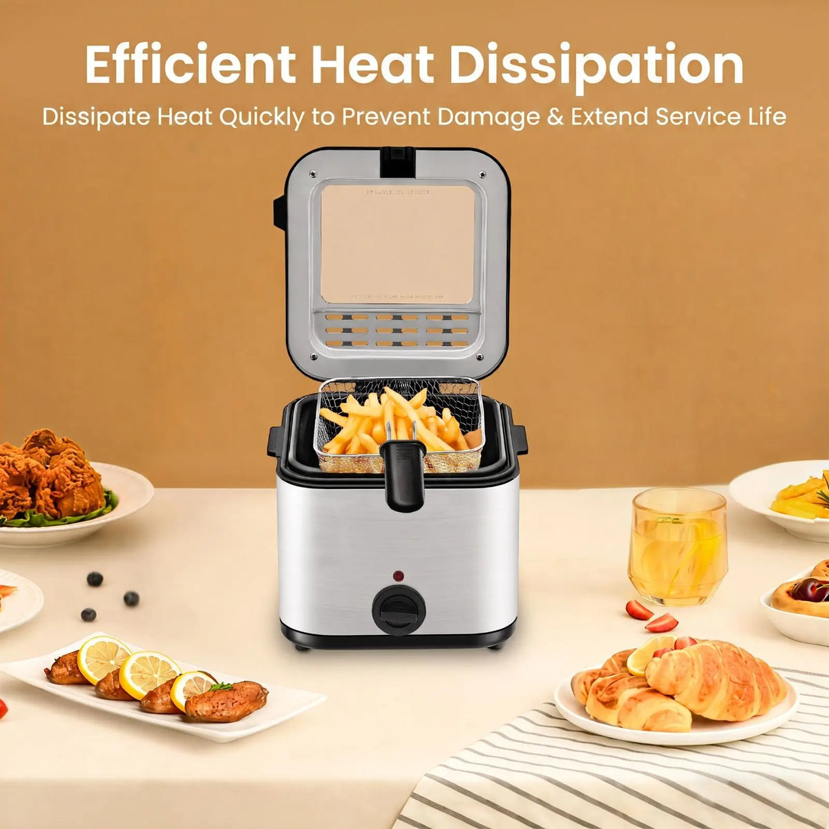 1000W Electric Deep Fryer With Adjustable Temperature And Frying Basket