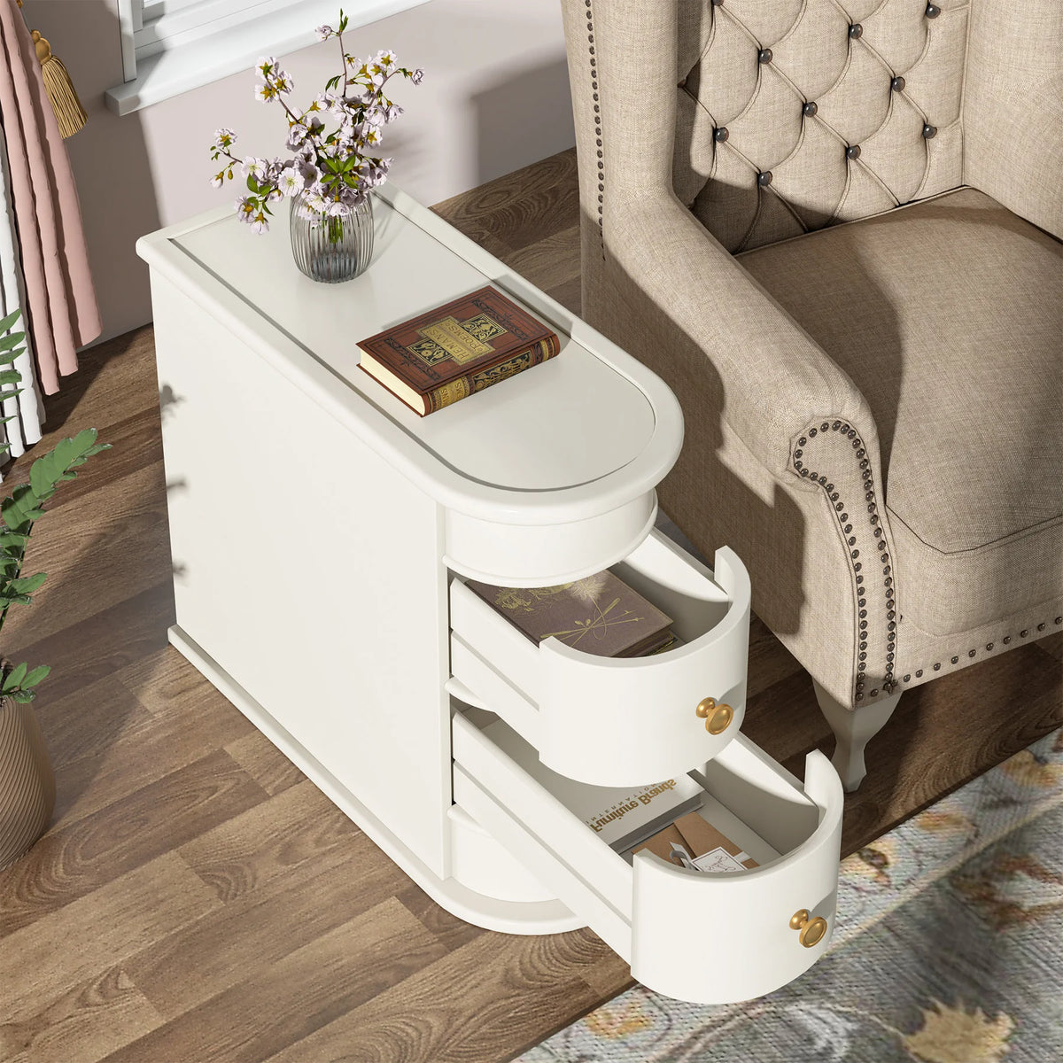 Tribesigns Modern Wooden End Table With Drawer For Sofa