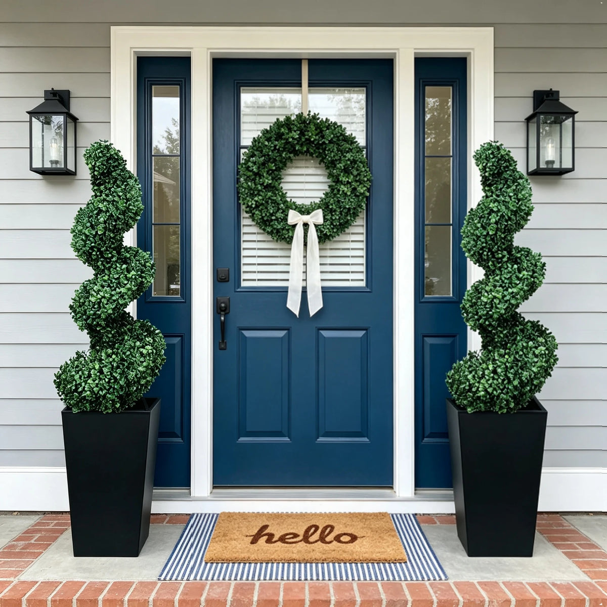 Olitree Artificial Boxwood Spiral Topiary With Planter For Home Decor