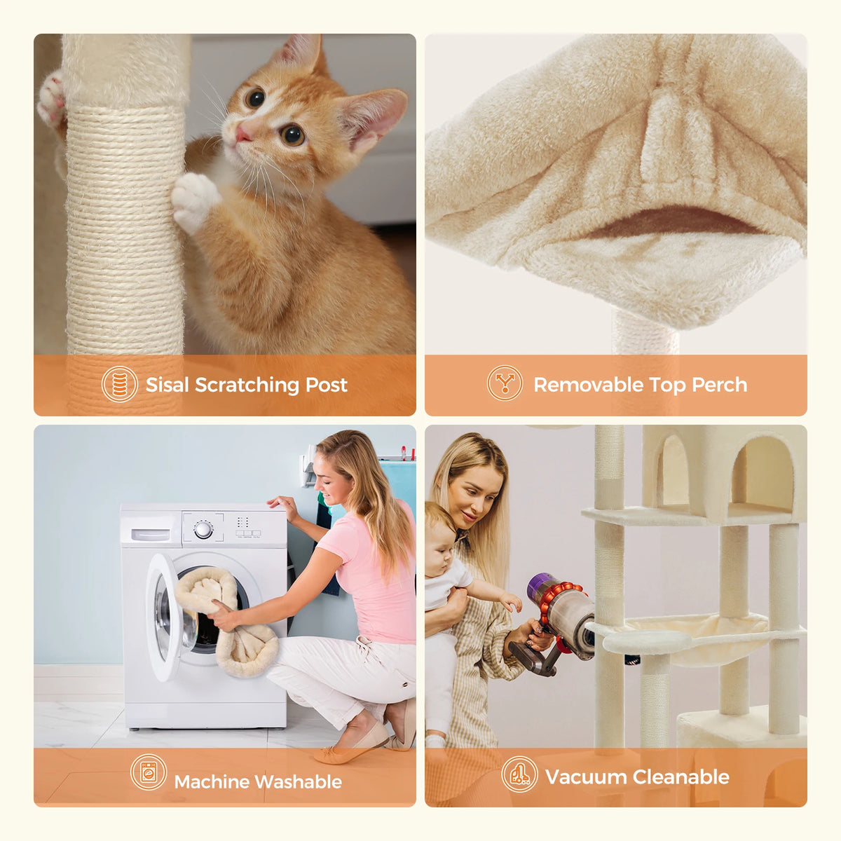 Tall Cat Tree for Indoor Cats Big Cat Tower with Super Large Hammock Cat Climbing Tree with Scratching Posts Condo House Black