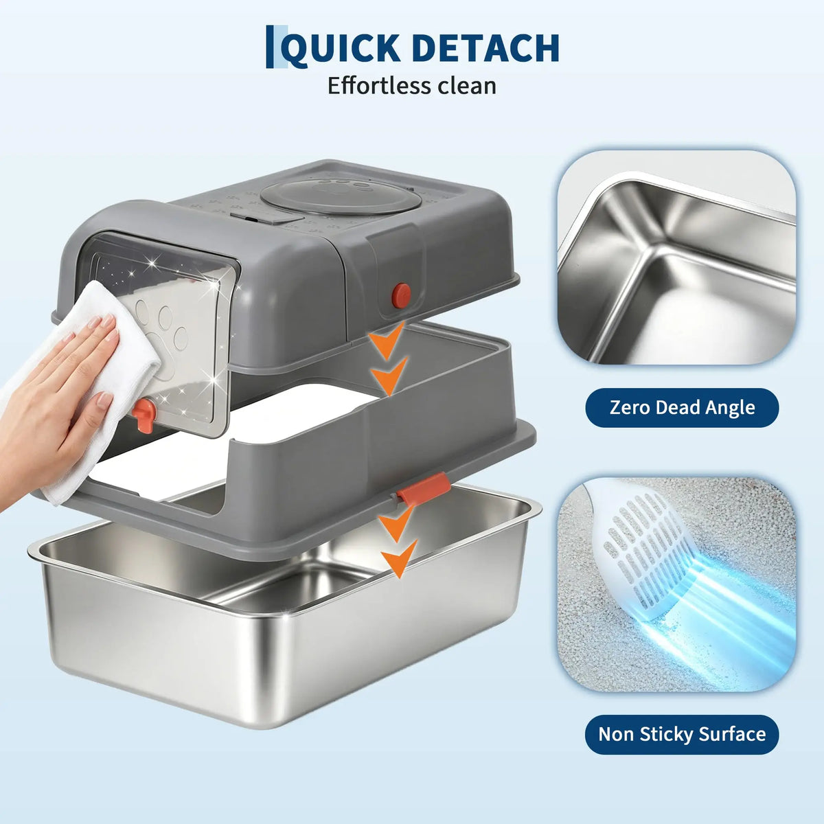 Studyset Enclosed Stainless Steel Dog Proof Cat Litter Box