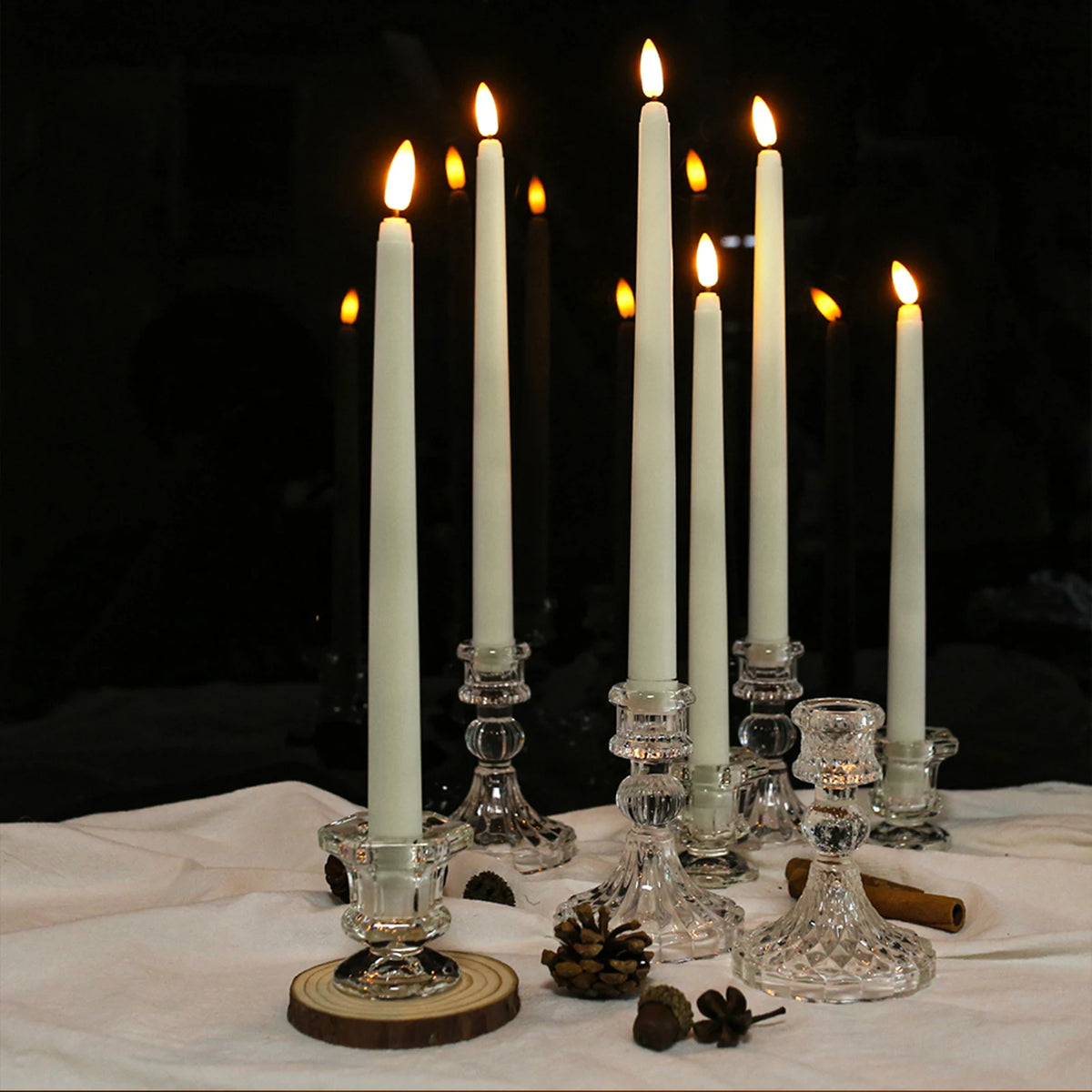 LED Flameless Taper Candles With Remote Flickering Battery Operated