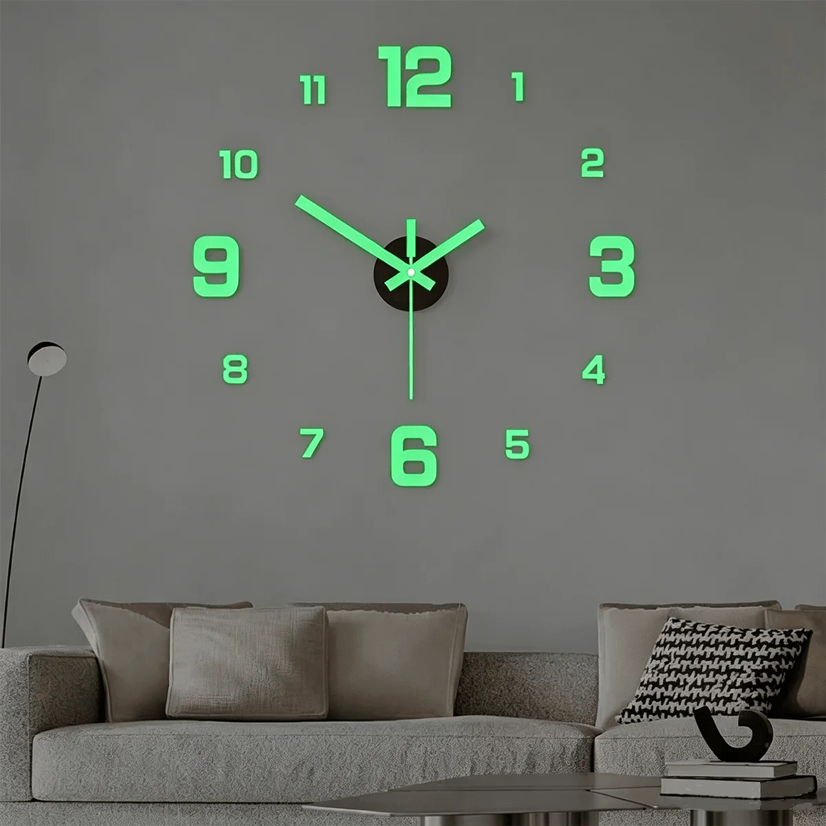 Glow In The Dark DIY Mirror Wall Clock Sticker Decor