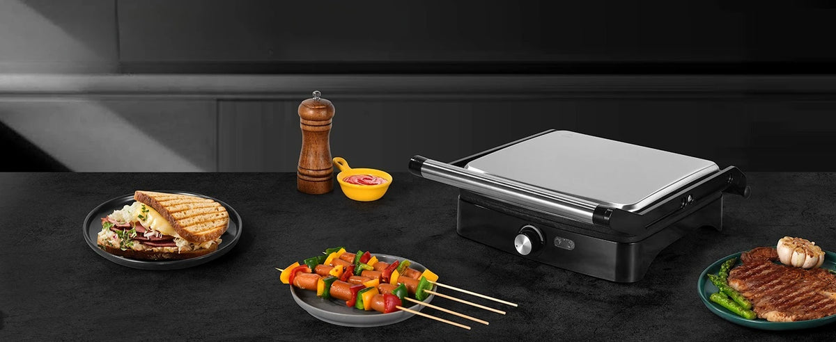 OSTBA Panini Press Grill With Adjustable Temperature And Drip Tray