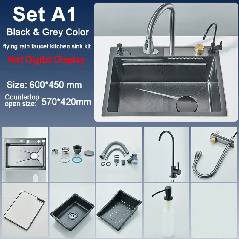 Rozin 304 Stainless Steel Kitchen Sink With Pull Out Faucet