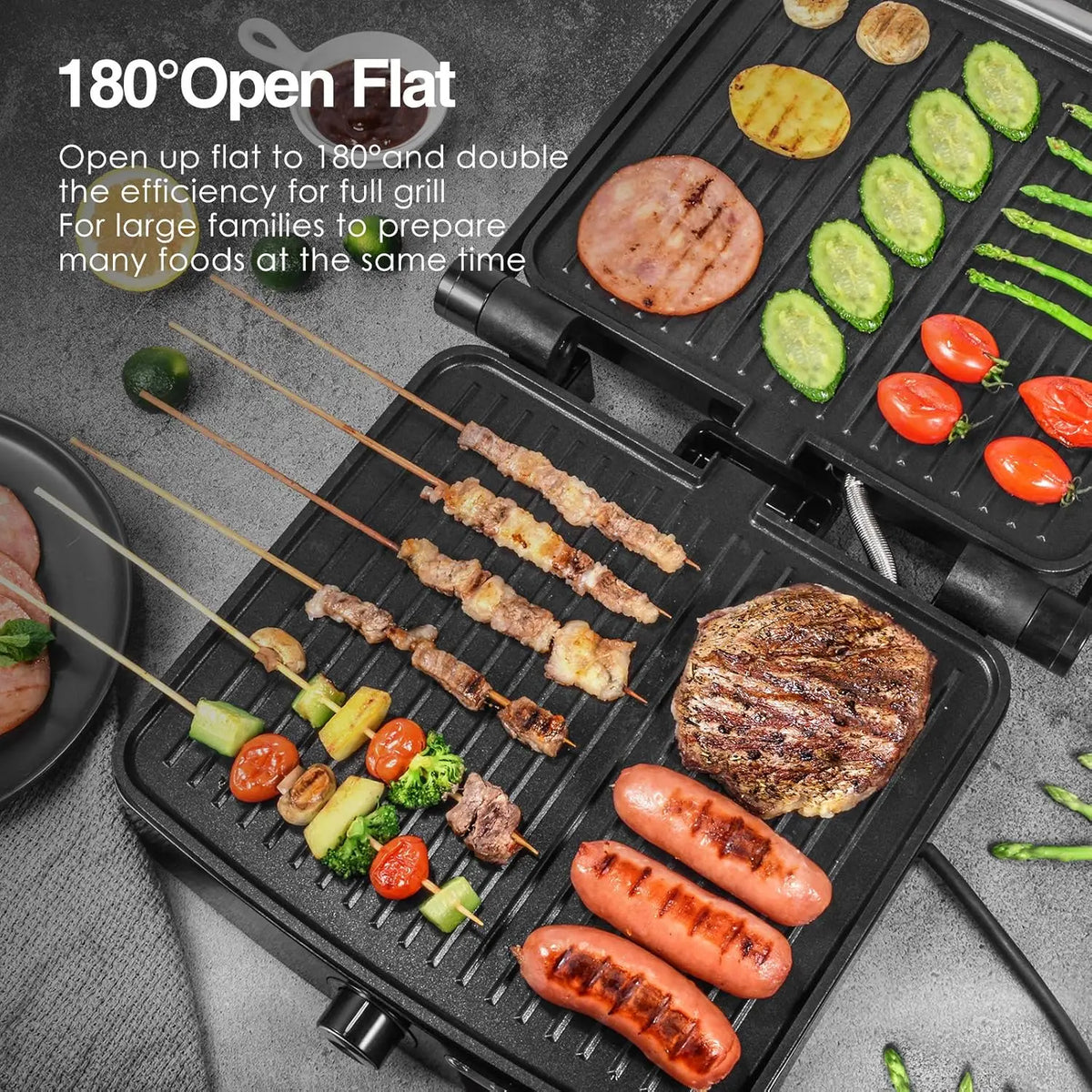 OSTBA Panini Press Grill With Adjustable Temperature And Drip Tray