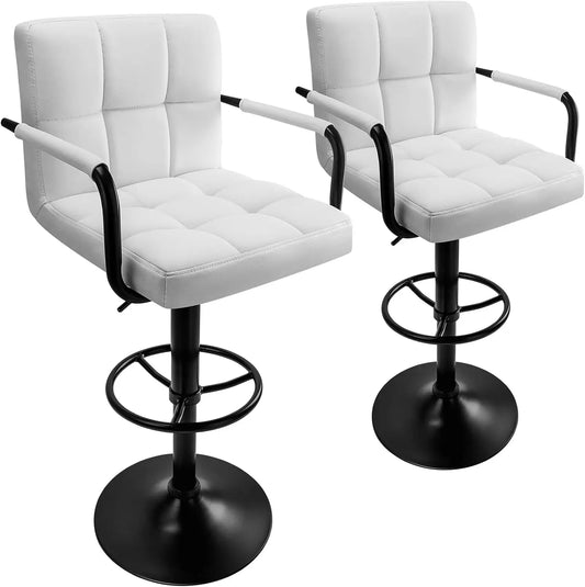 HURACAN Swivel Adjustable Bar Stools With Armrests And Footrests