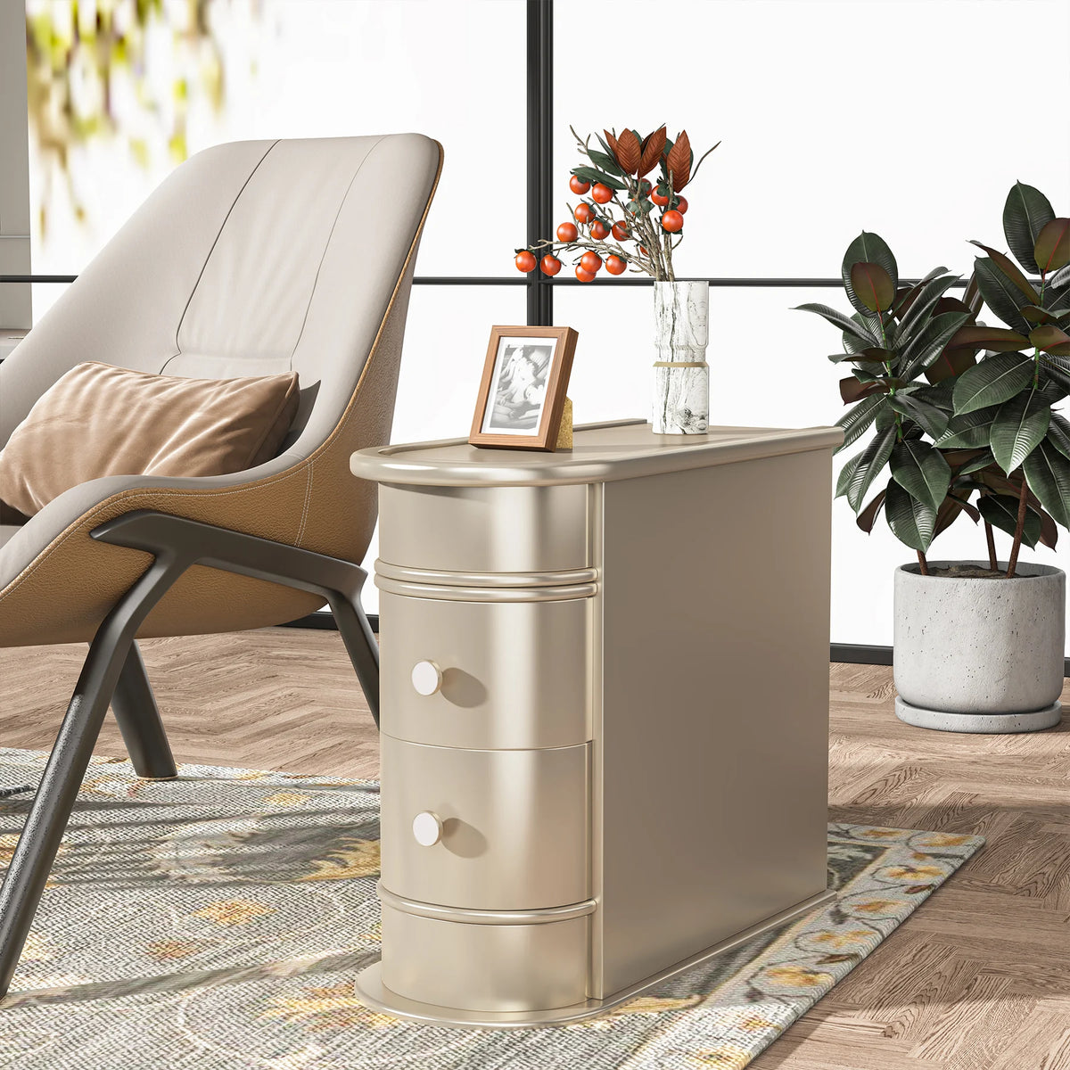 Tribesigns Modern Wooden End Table With Drawer For Sofa