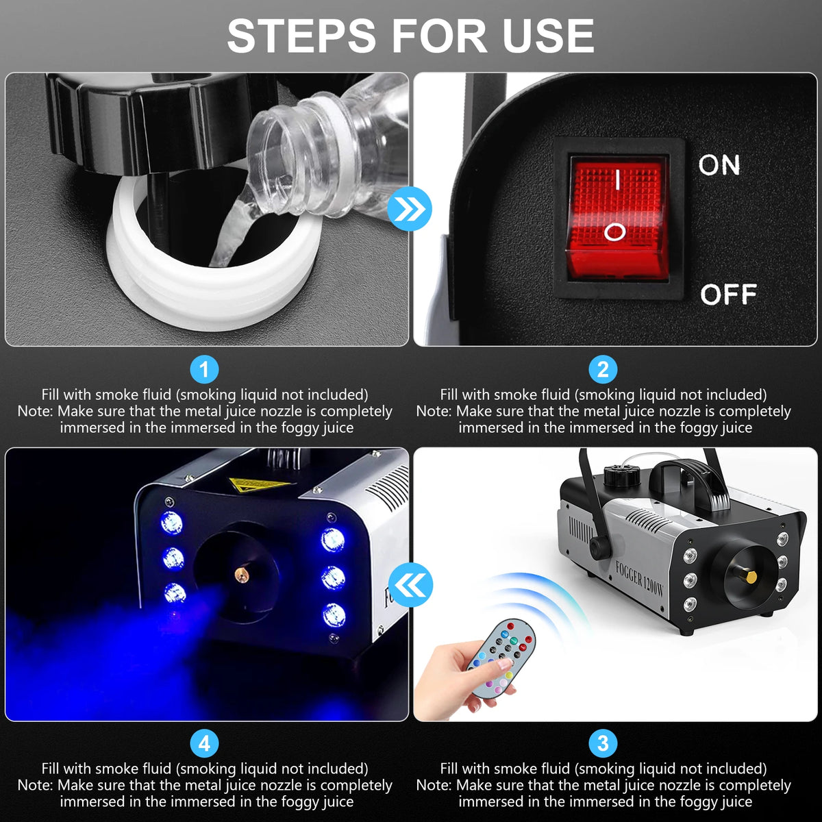 Rudderstar RGB LED Smoke Machine With Remote Control For Events