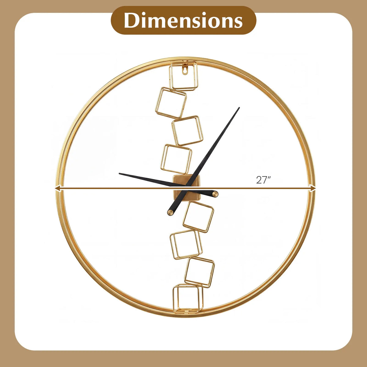 Homasis Nordic Style Metal Wall Clock Decorative Timepiece