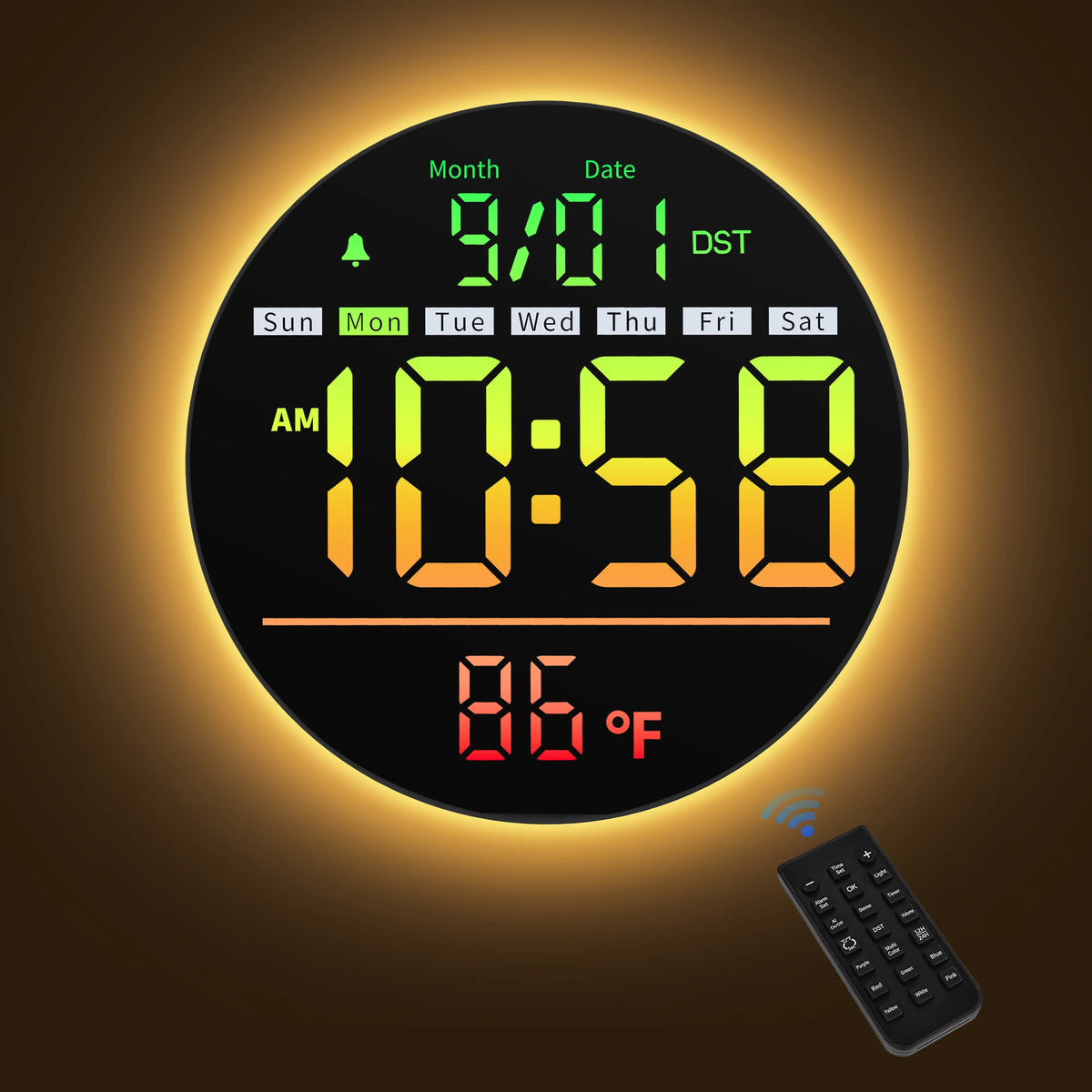 LED Wall Clock With Timer, Temperature, Date And Alarm