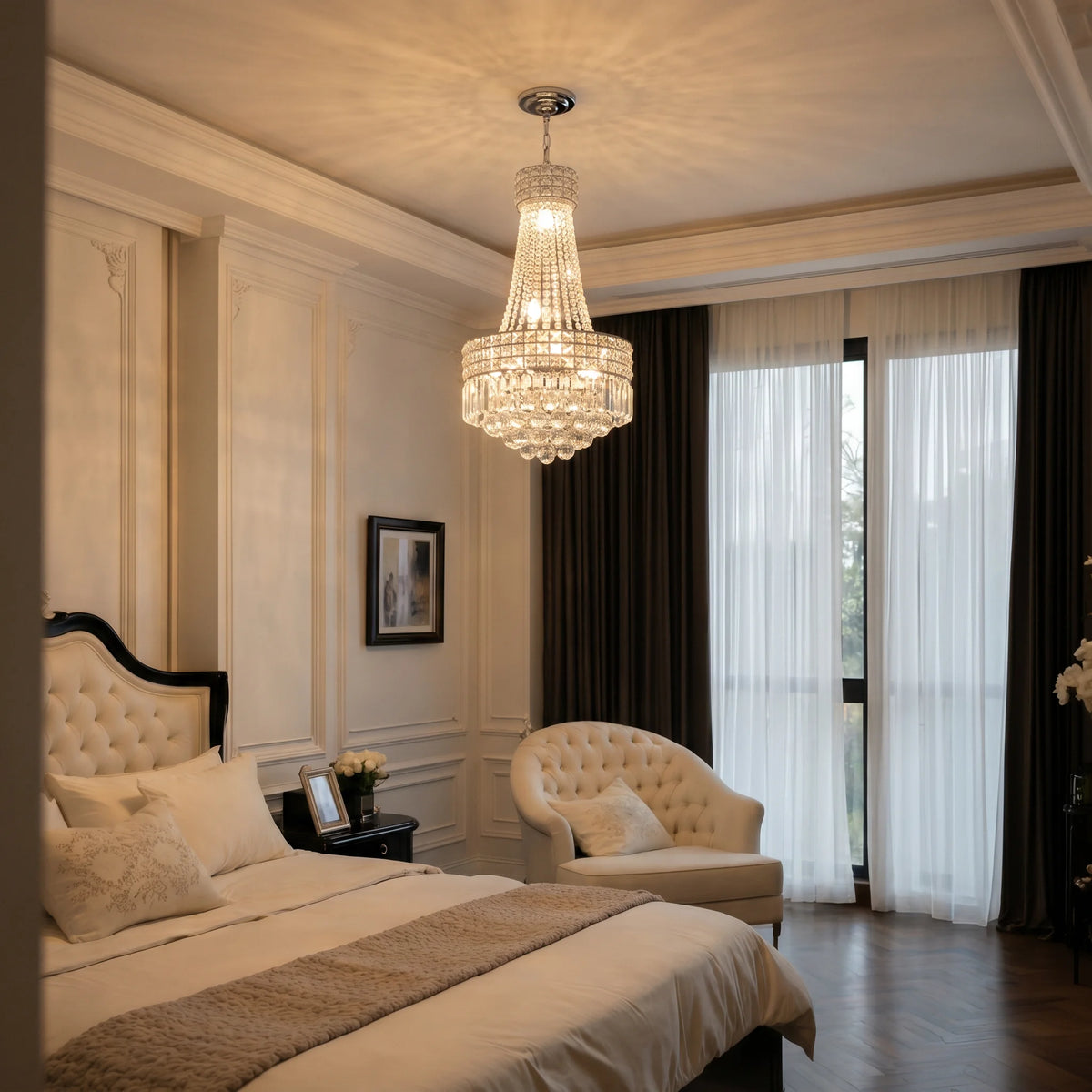 Modern Round Crystal Dimmable Chandelier For Dining Room Lighting