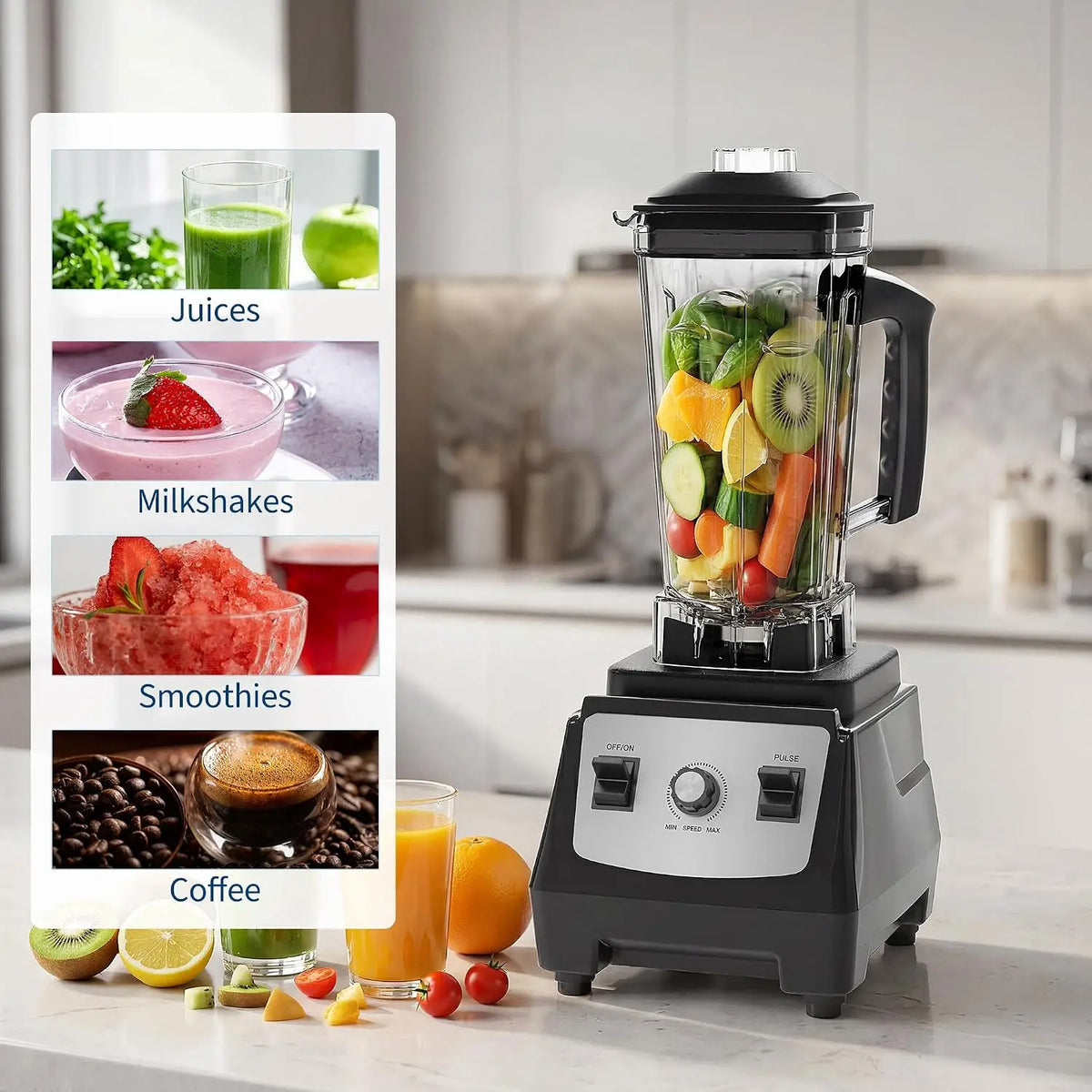 Tacleekii Commercial Blender With 9 Speed Pulse And Ice Crushing