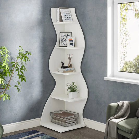Tribesigns Modern Corner Shelf Bookcase Storage Rack