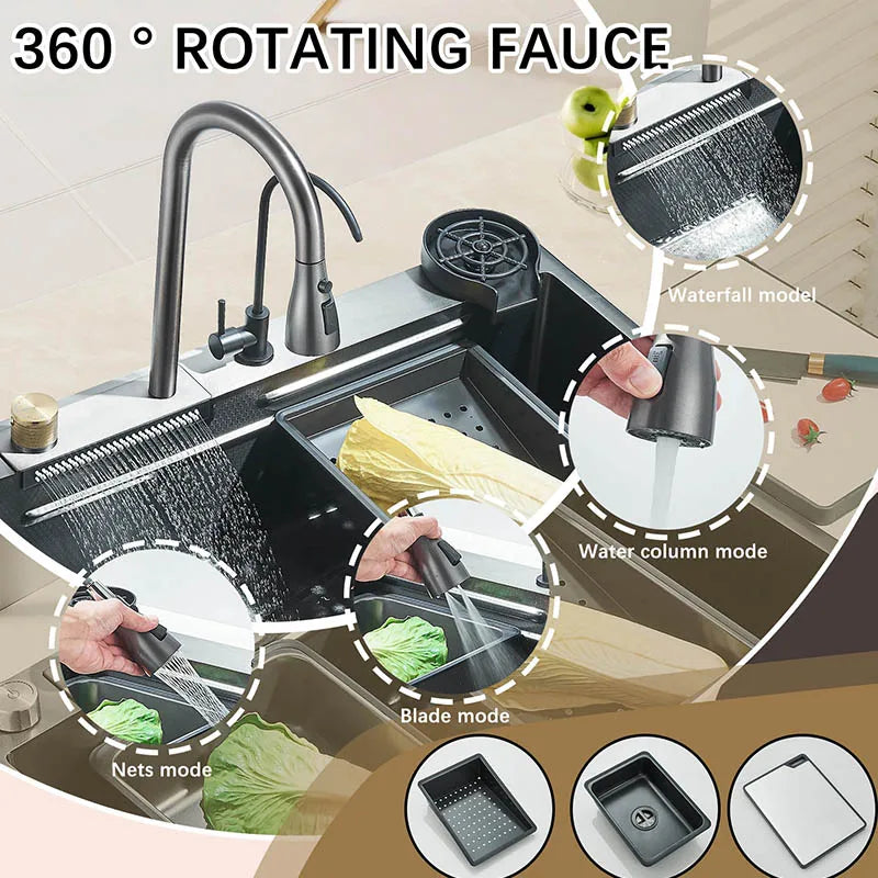 Rozin 304 Stainless Steel Kitchen Sink With Pull Out Faucet