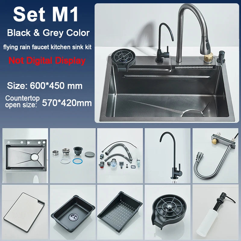 Rozin 304 Stainless Steel Kitchen Sink With Pull Out Faucet