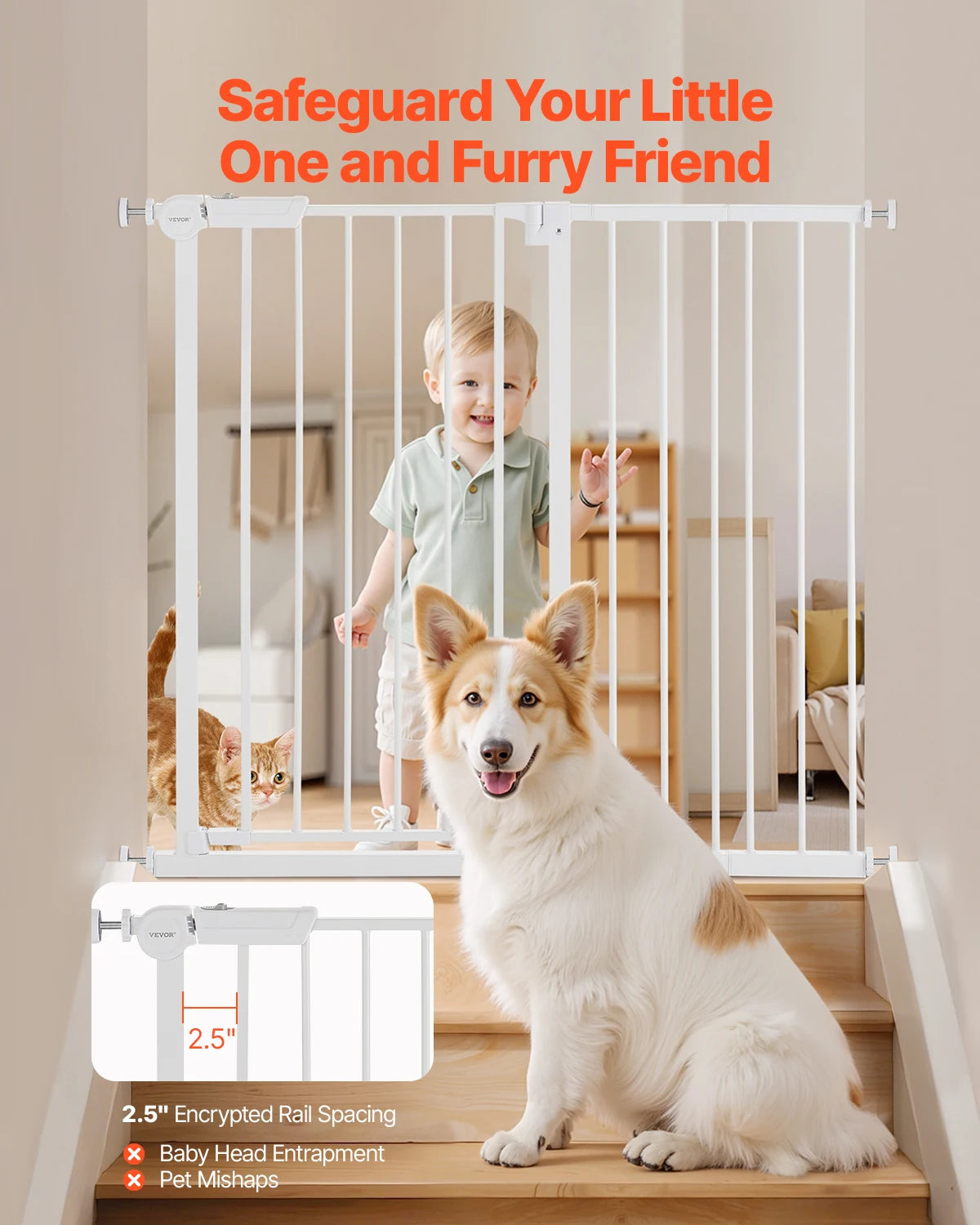 SucceBuy Secure Pressure Mount Walk Through Baby And Dog Gate