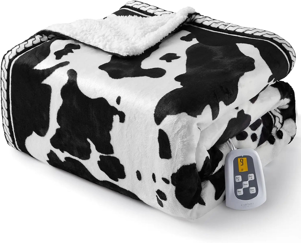 HiMISS Cow Print Heated Electric Blanket With LCD Controller