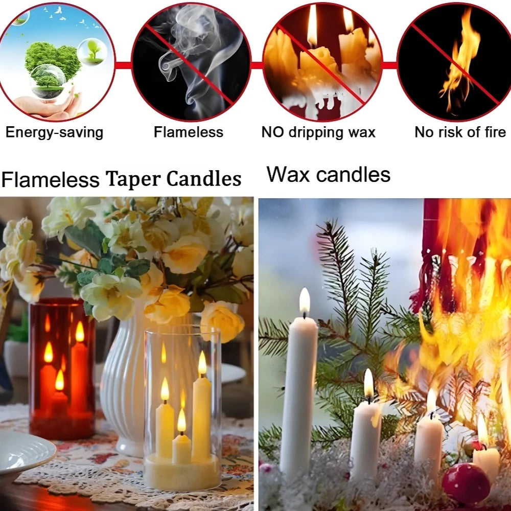 Flameless LED Taper Candles With Flickering Warm Light Home Decor