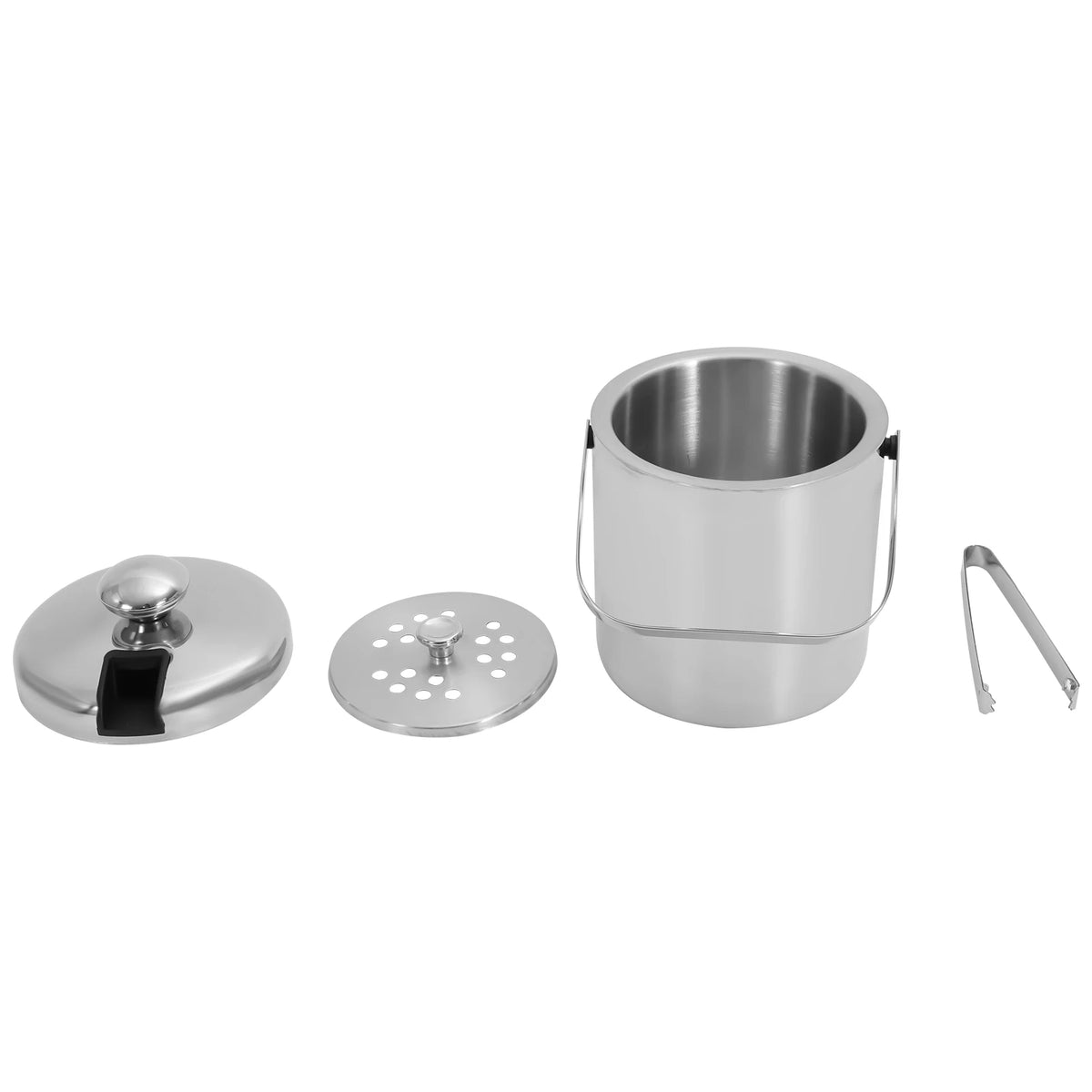 Double Wall Stainless Steel Ice Bucket With Tongs And Lid