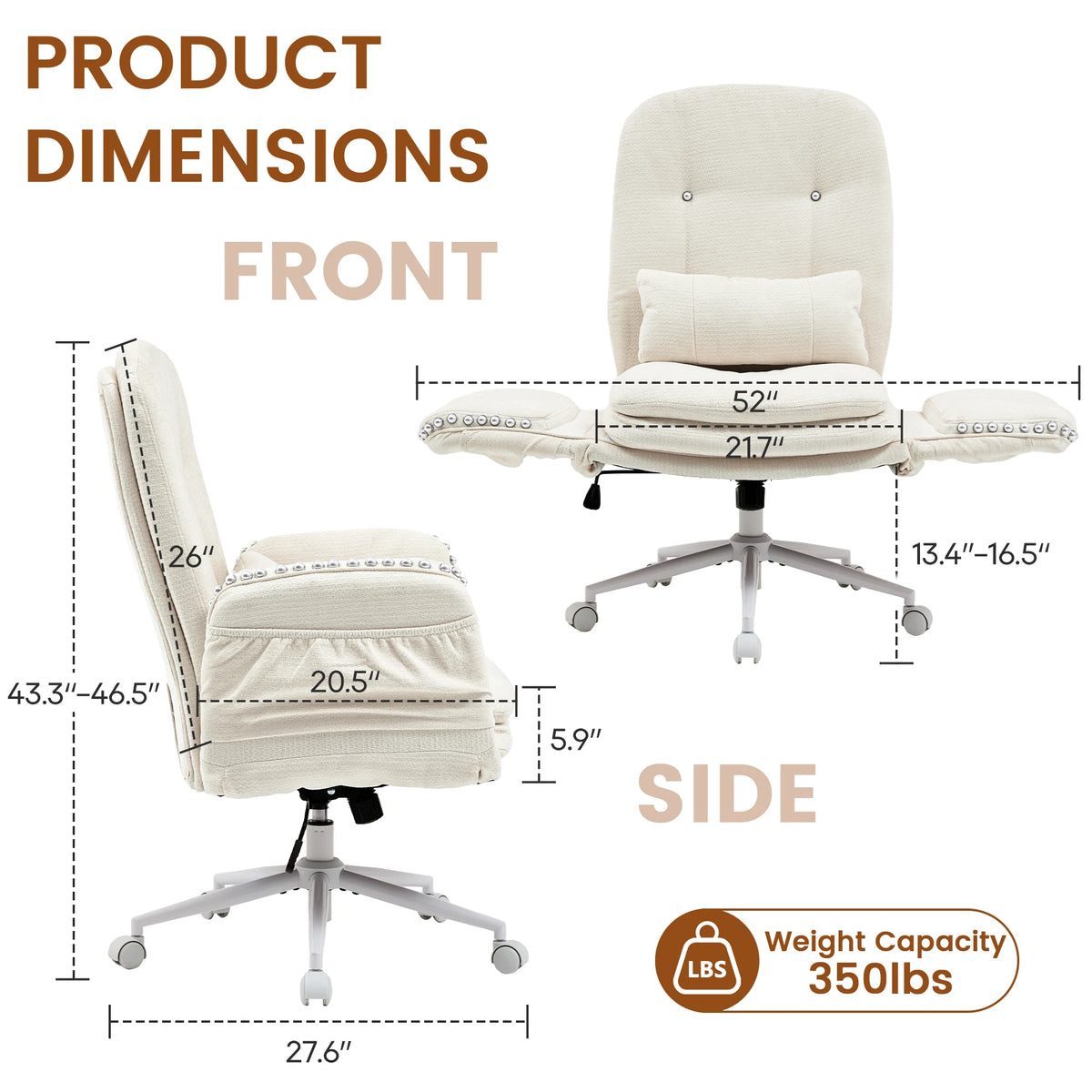 TCGBKAF Criss Cross Office Chair with Flip Armrests Swivel Vanity Chair with Side Pockets, Ergonomic Cross Legged Office Chair with Wheels, Computer Desk Chair for Home&Office