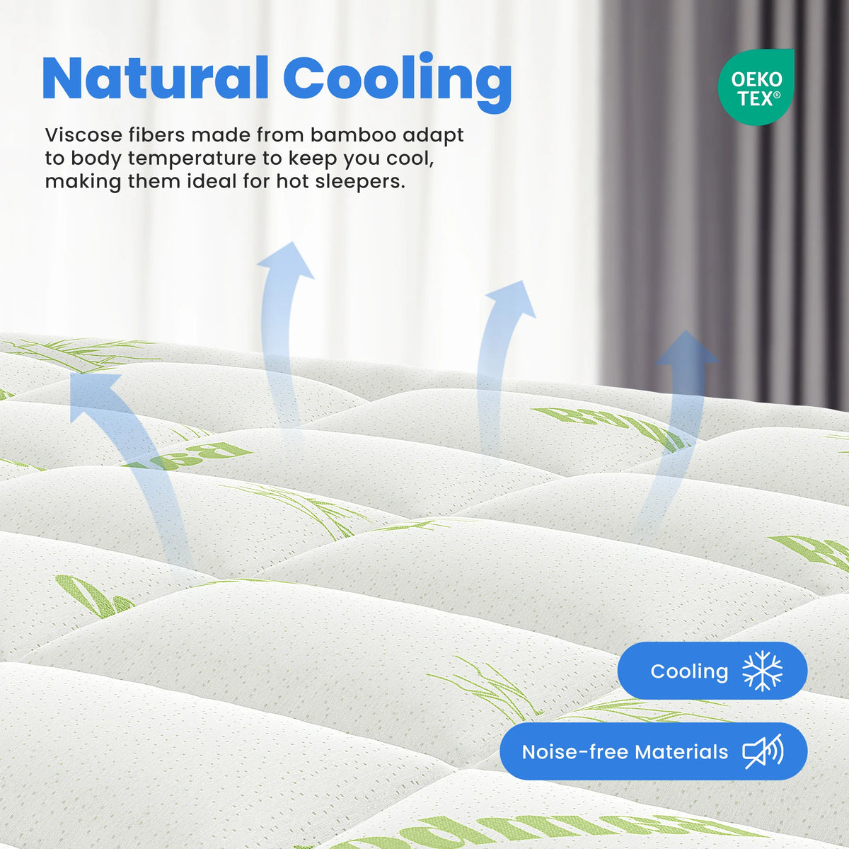 JHK Bamboo Viscose Mattress Topper With Cooling Pillow Top Comfort