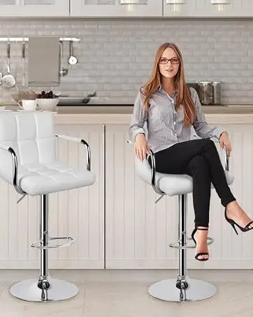 HURACAN Swivel Adjustable Bar Stools With Armrests And Footrests