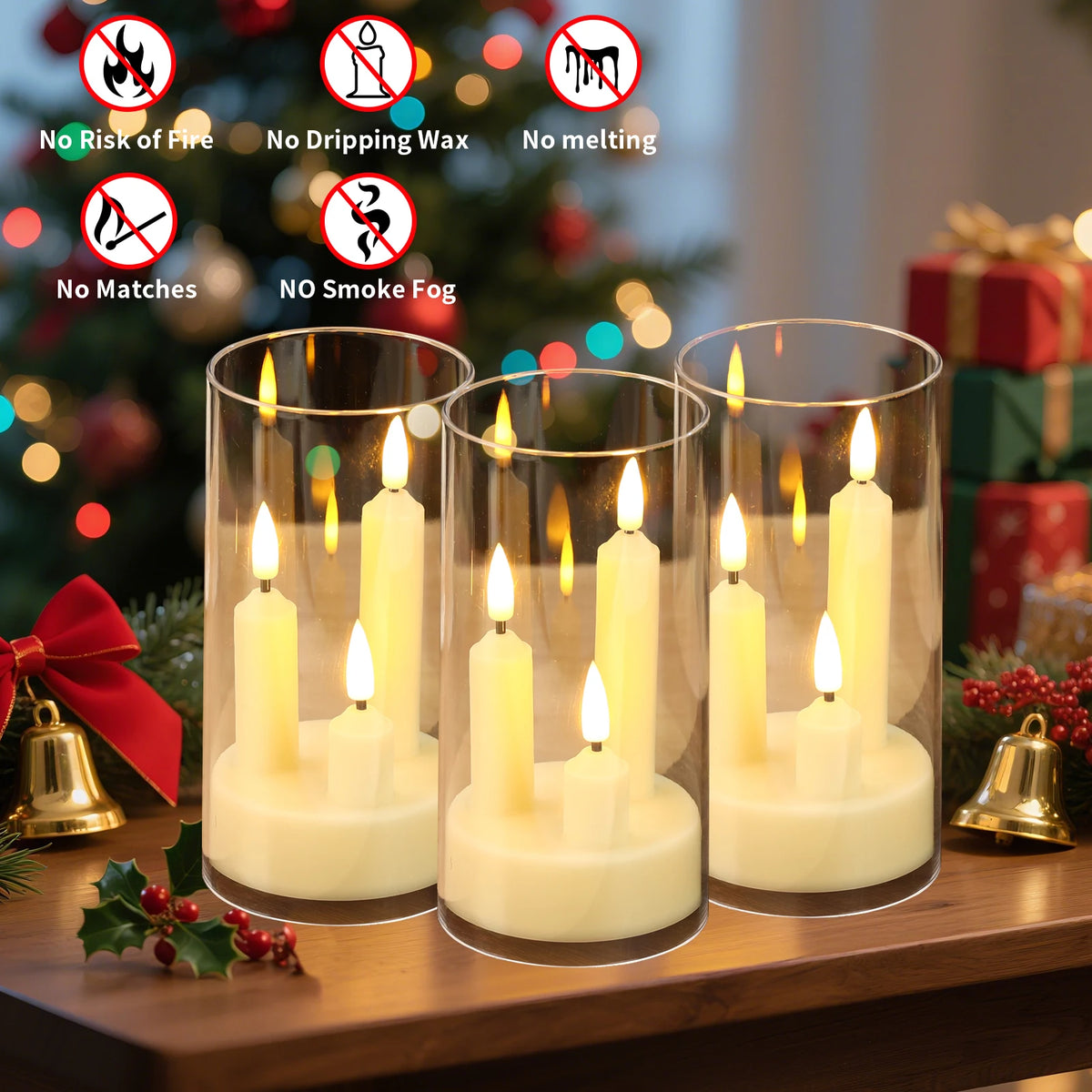 Flameless Flickering LED Taper Candles For Realistic Home Decor