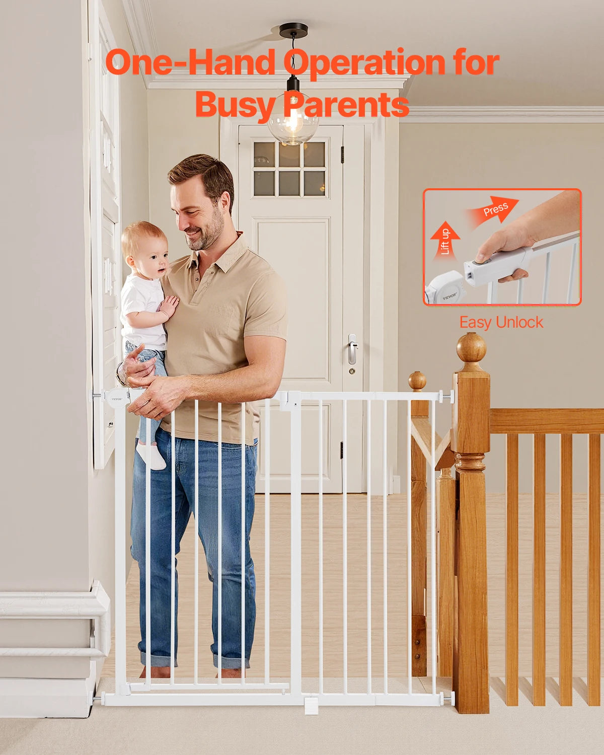 SucceBuy Secure Pressure Mount Walk Through Baby And Dog Gate