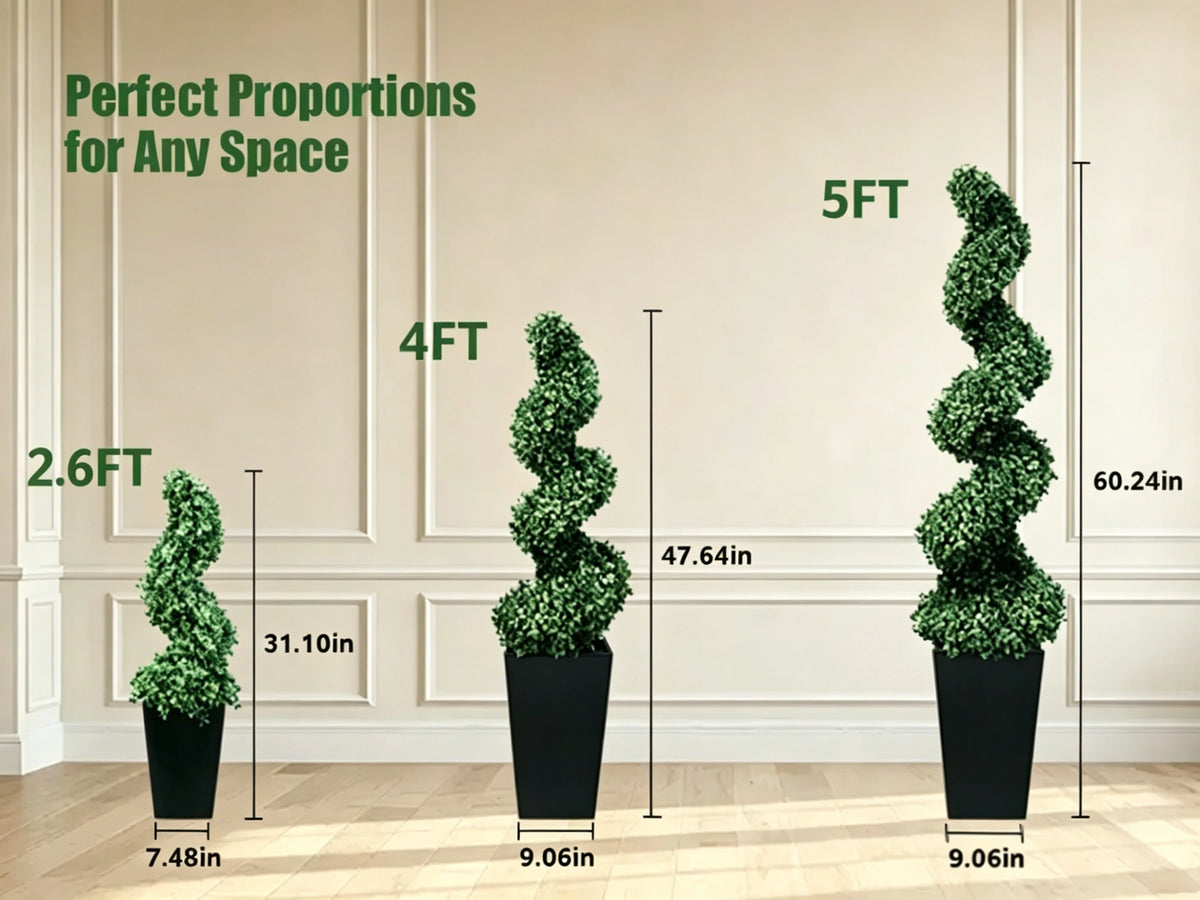 Olitree Artificial Boxwood Spiral Topiary With Planter For Home Decor