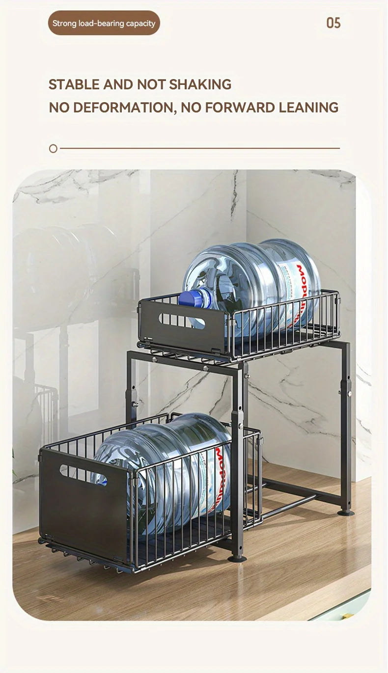 AEHOME 2 Tier Slide Out Cabinet Organizer Heavy Duty Storage Shelf