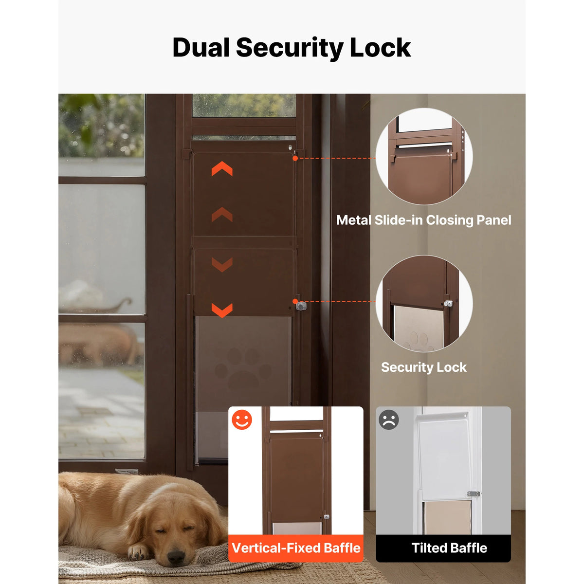 SucceBuy Sliding Glass Door Pet Door With Secure Locking Hinges