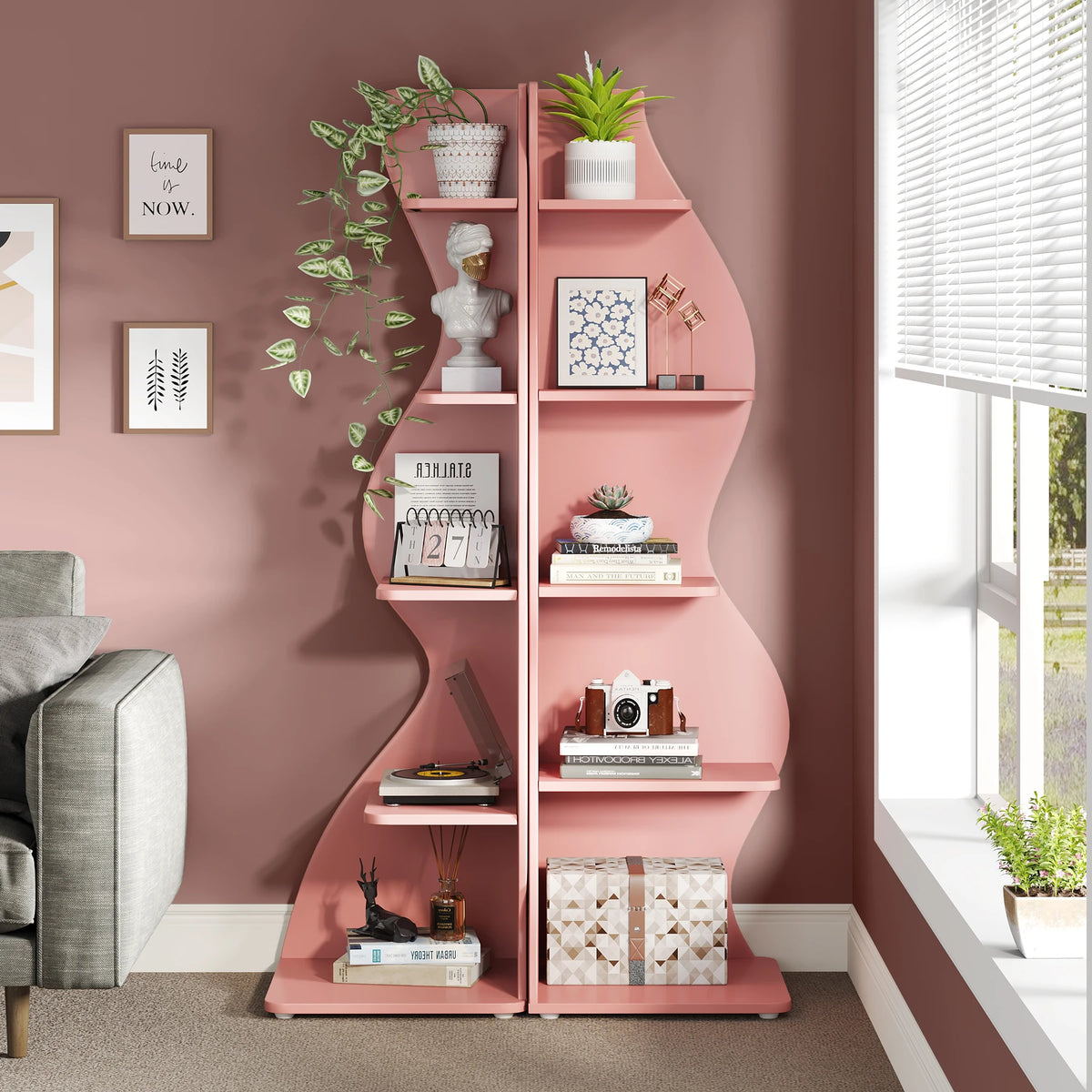 Tribesigns Modern Corner Shelf Bookcase Storage Rack