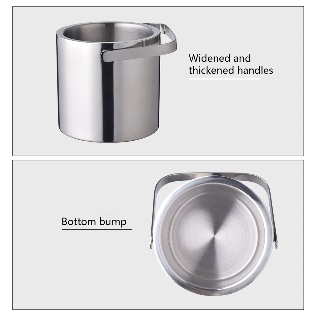 Double Wall Stainless Steel Ice Bucket With Tongs And Lid