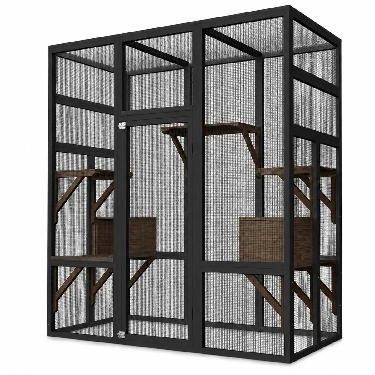 HiMISS Outdoor Wooden Catio Enclosure With Platforms And Rest Boxes