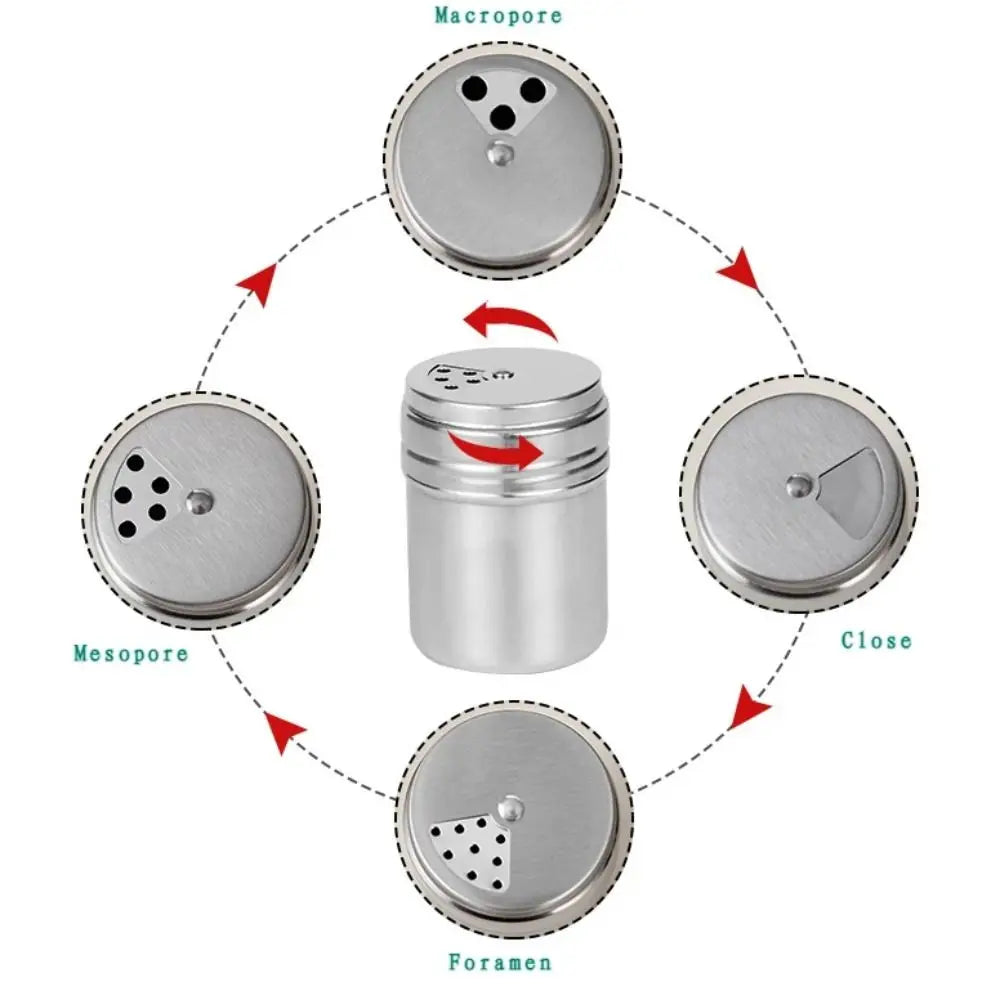 Stainless Steel Rotating Seasoning Jar Spice Pepper Shaker