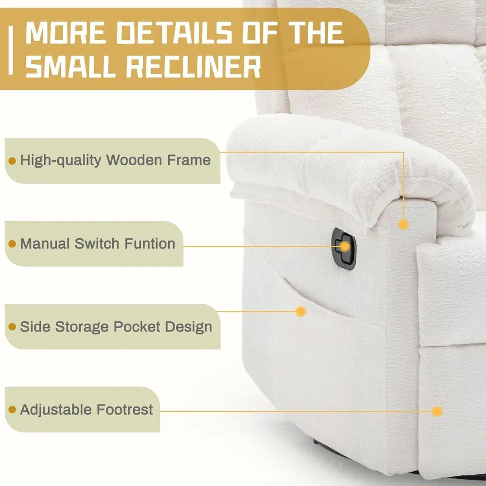 Swivel Rocker Recliner Chair for Adults in Small Spaces