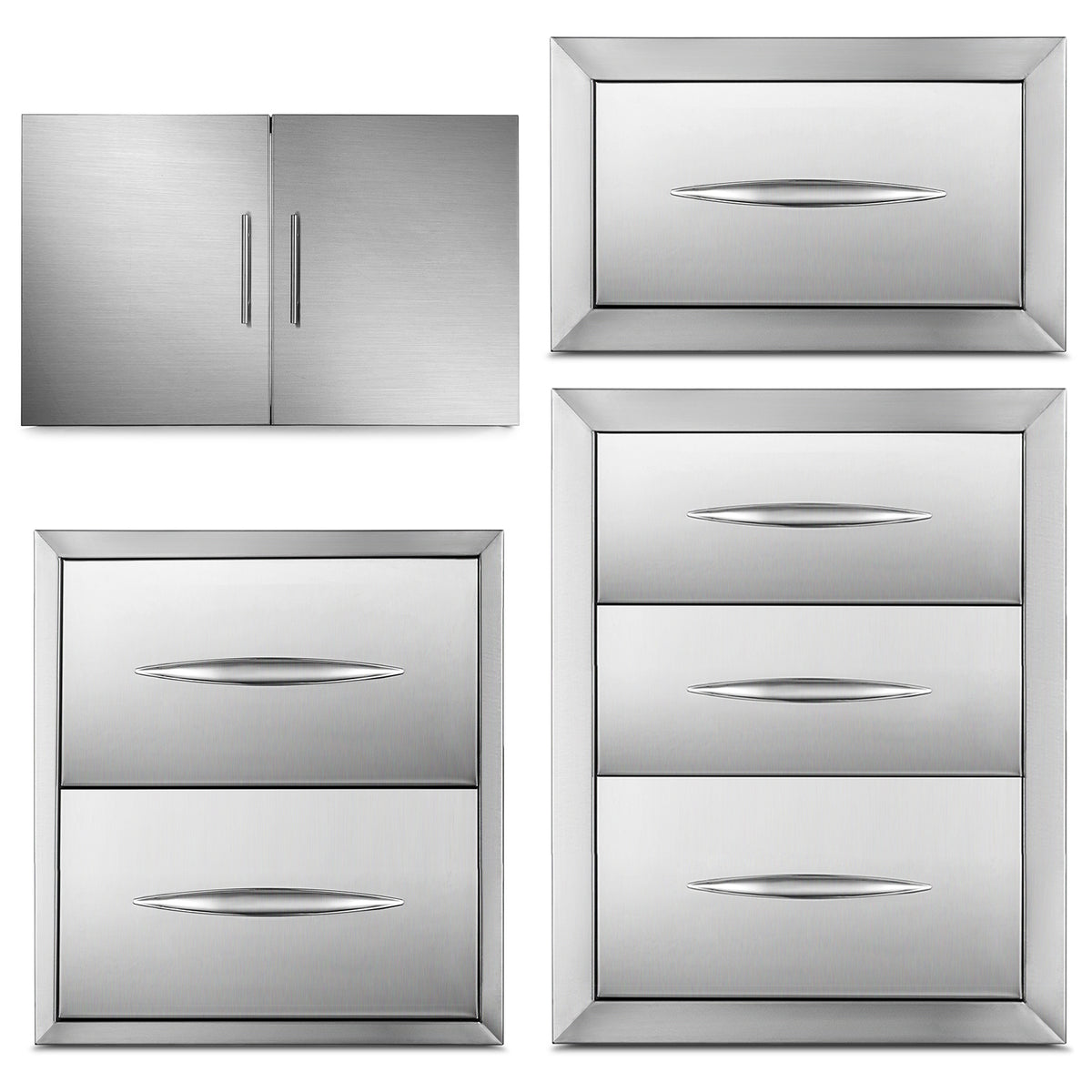SucceBuy Stainless Steel Outdoor Kitchen Double Drawer Storage